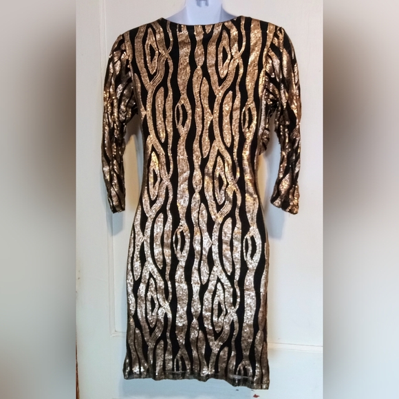 🛍️ BUNDLE ONLY 🛍️Rubber Ducky Productions Gold sequin & Black Dress - Picture 4 of 7